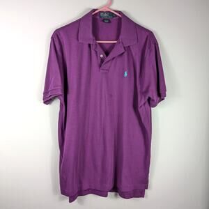 Polo Ralph Lauren Mens Large Purple Short Sleeve Polo Shirt Cotton Logo Golf